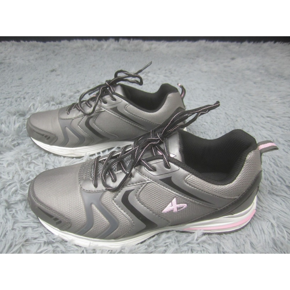 Womens 8.5 M Gray Pink Athletech Athletic Running Sneakers Lace Up Low Top